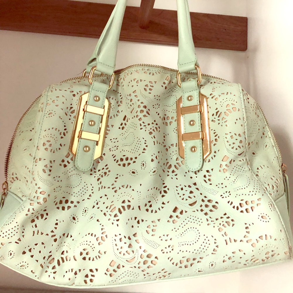 Mint green leather purse